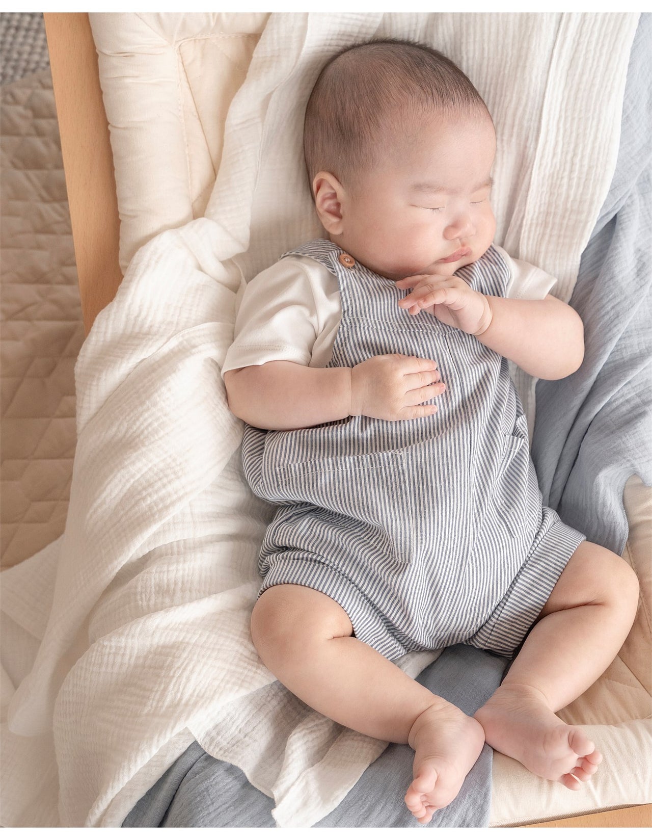BEBE STRIPE WOVEN OVERALLS