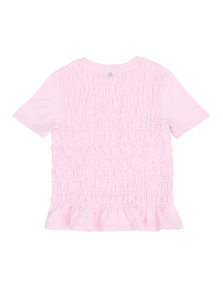 EVE GIRL ZARA SHIRRED TEE PALE PINK