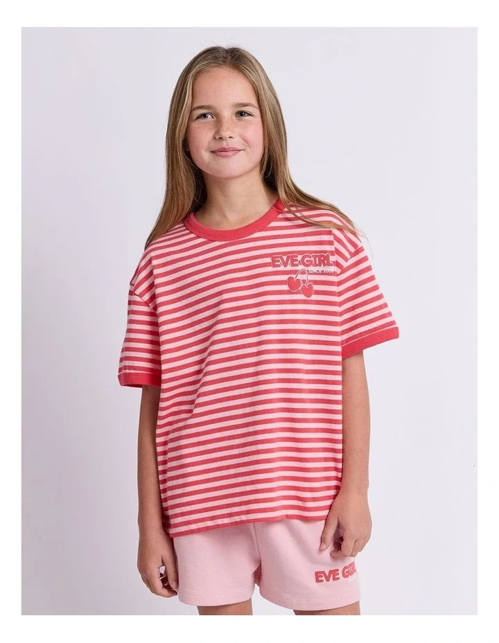 EVE GIRL LOUNGE CLUB STRIPE TEE WATERMELON