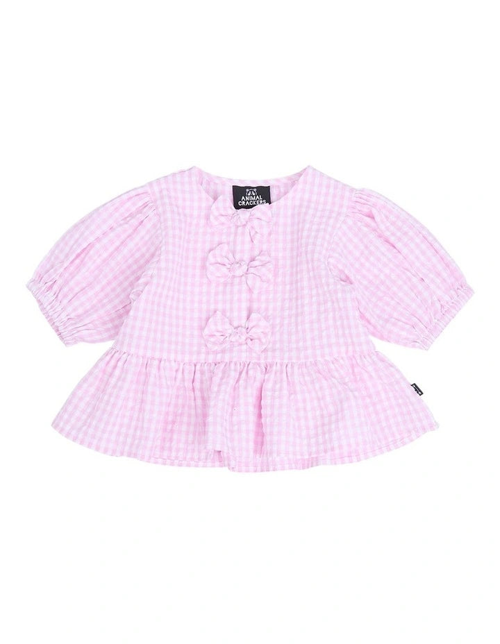 ANIMAL CRACKERS PINK CHECKERED TOP