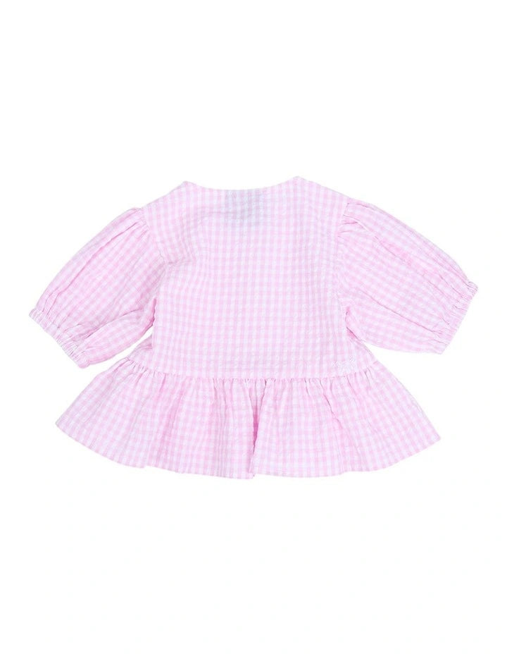 ANIMAL CRACKERS PINK CHECKERED TOP