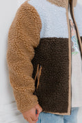 MILKY COLOUR BLOCK SHERPA JACKET