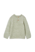 MILKY OLIVE KNIT HENLEY