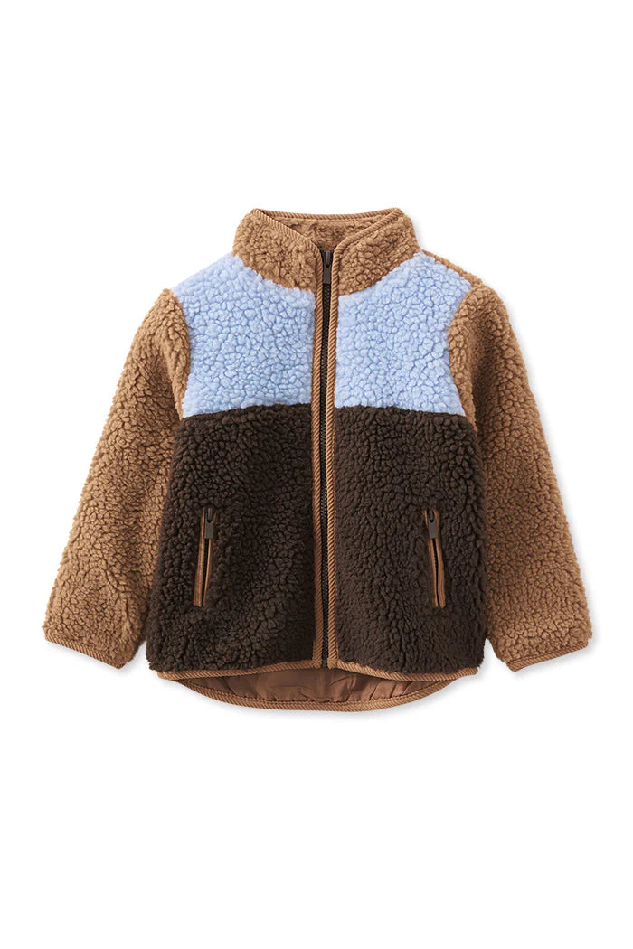 MILKY COLOUR BLOCK SHERPA JACKET
