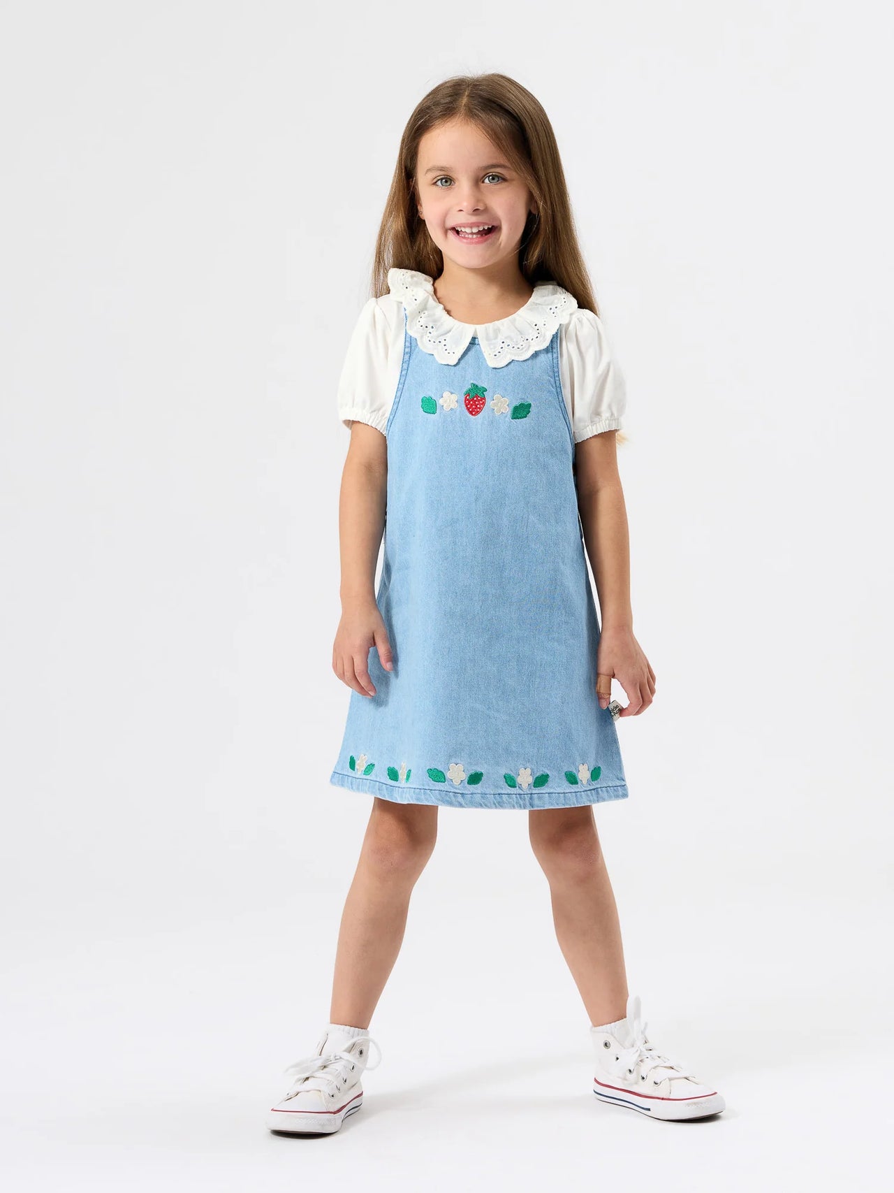 GOLDIE & ACE WILD STRAWBERRY PINAFORE DRESS