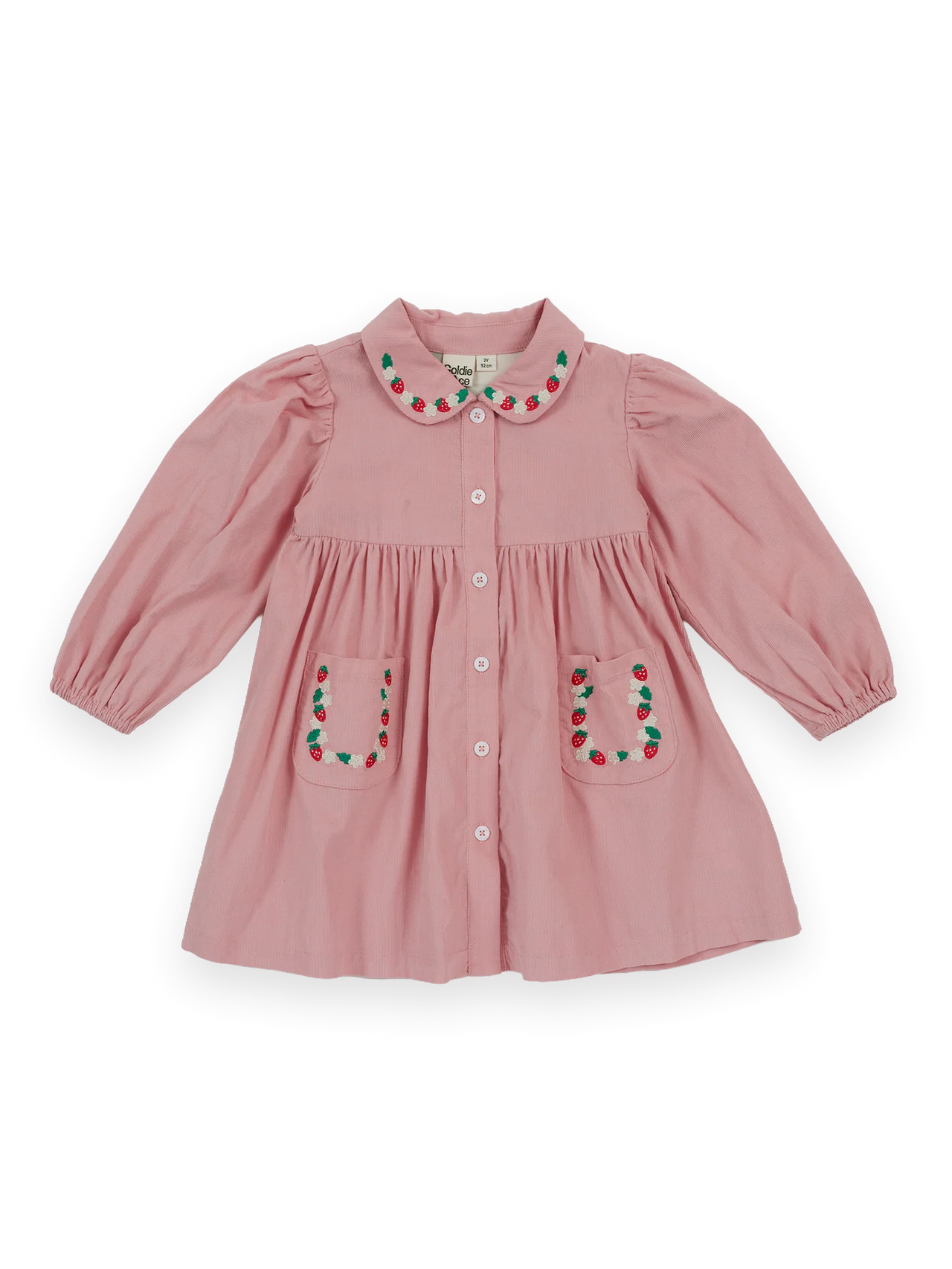 GOLDIE & ACE WILD STRAWBERRY CORDUROY COLLAR DRESS