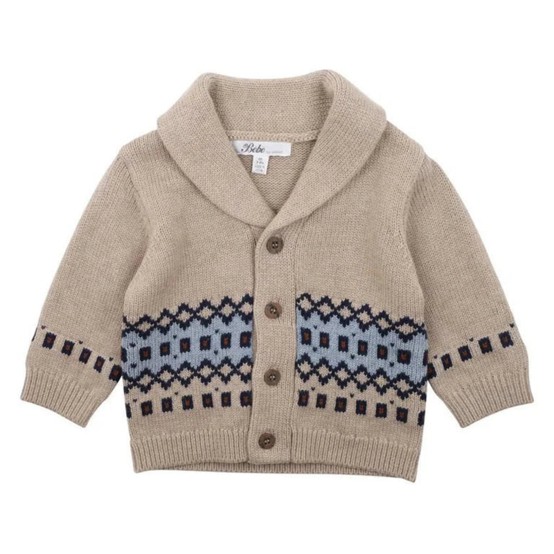BEBE LIAM FAIRISLE KNITTED CARDIGAN