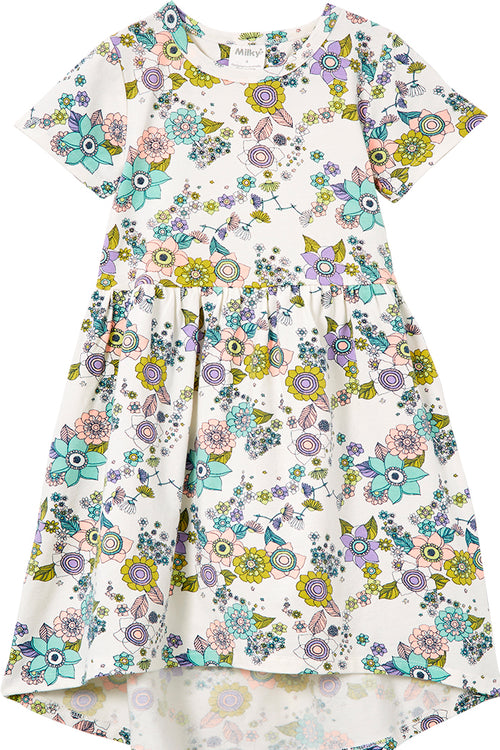 MILKY DAISY CHAIN HI-LO DRESS