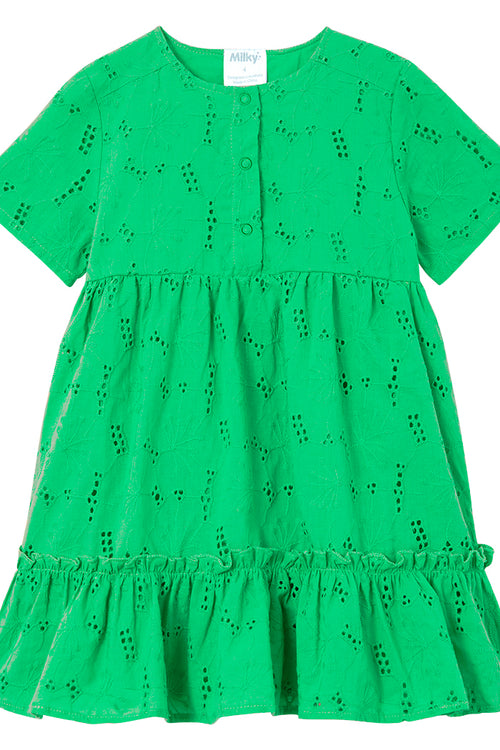 MILKY GREEN BRODERIE DRESS