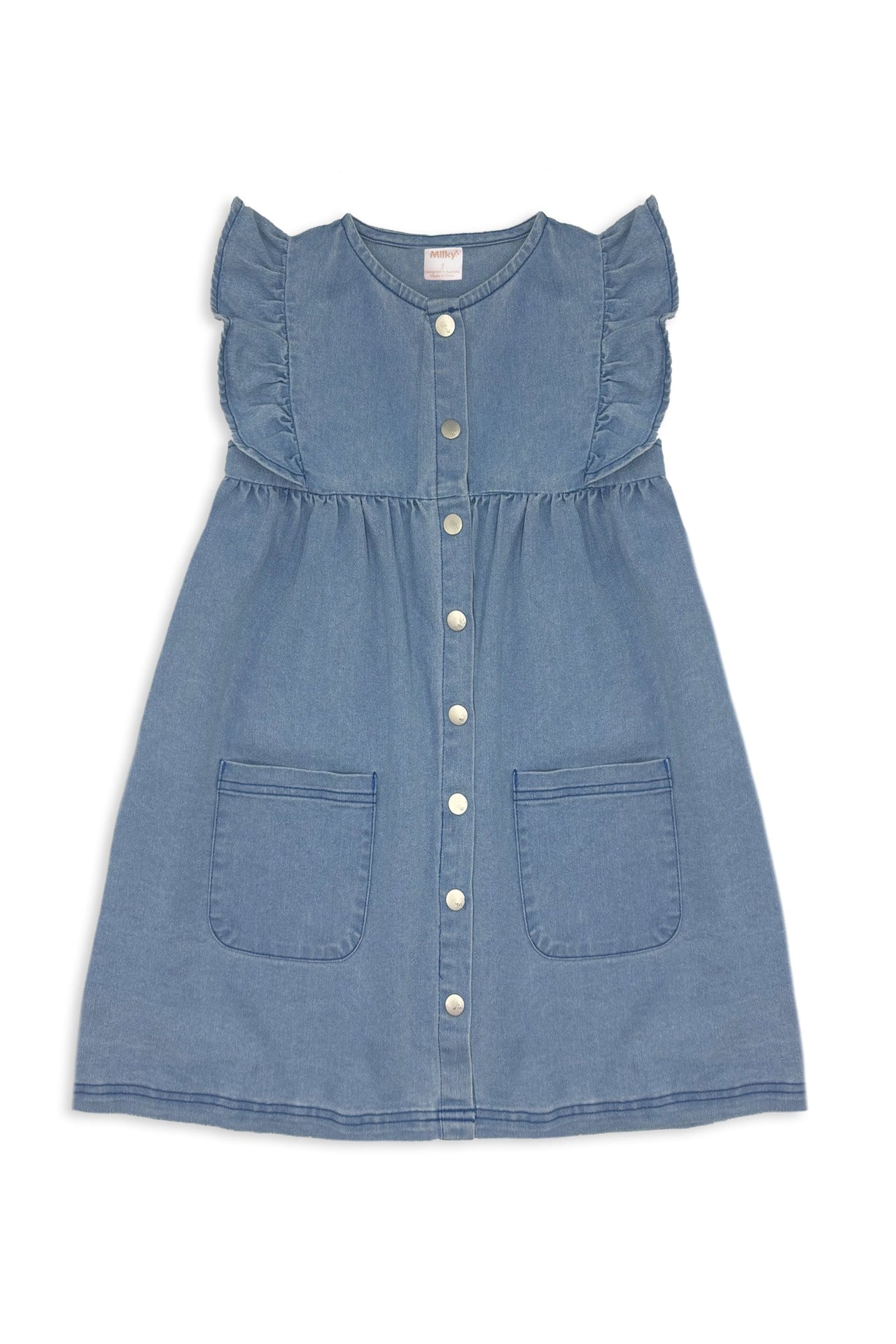 MILKY DENIM FRILL DRESS