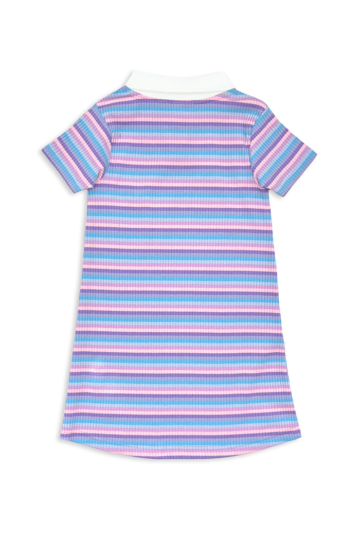 MILKY LILAC STRIPE RIB DRESS