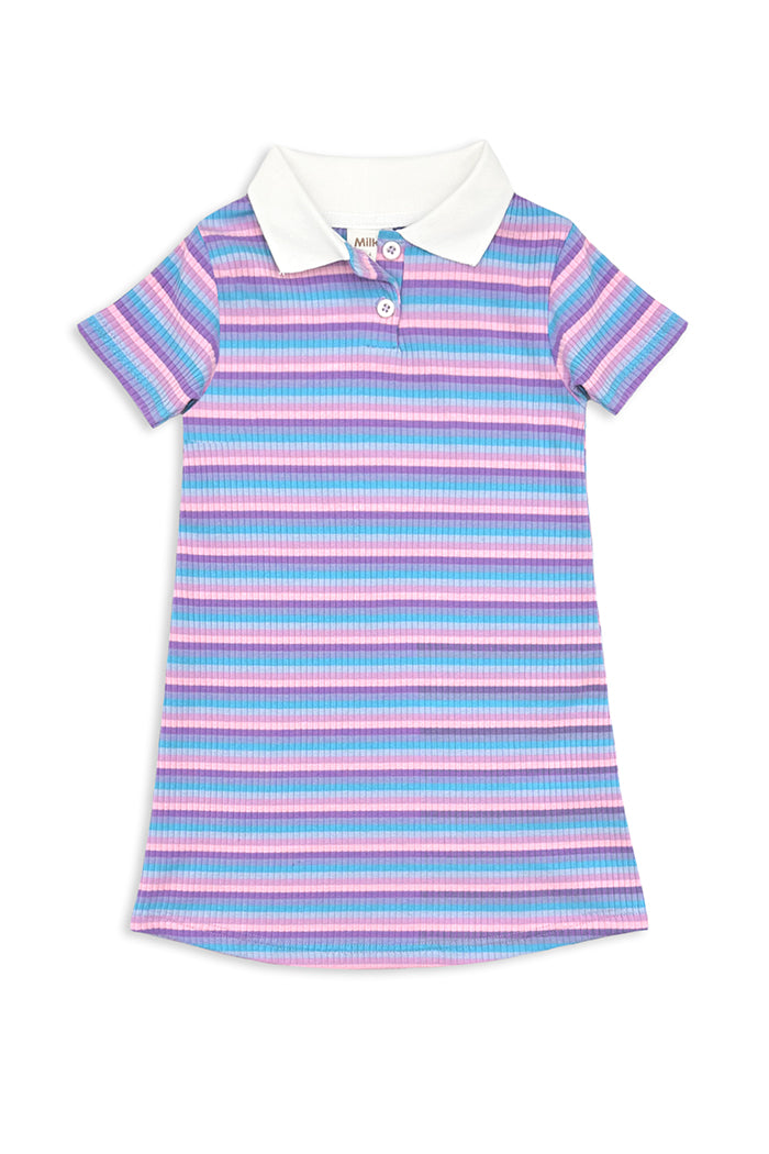 MILKY LILAC STRIPE RIB DRESS
