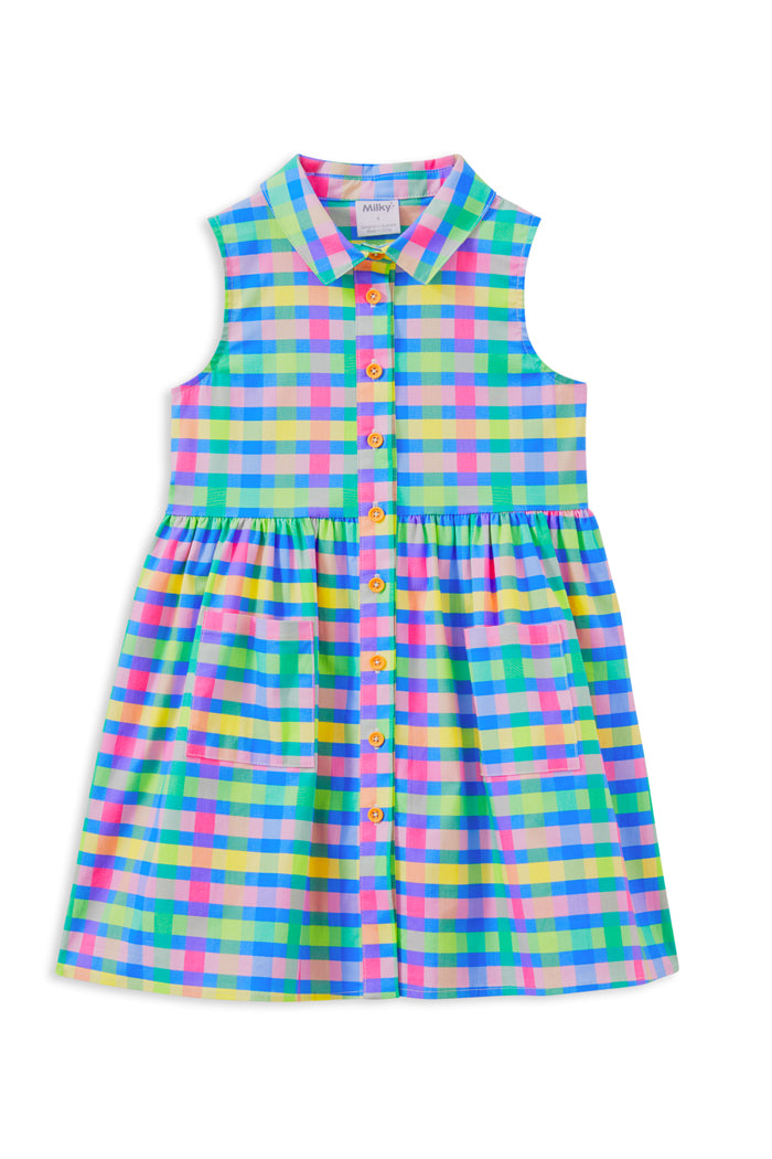 MILKY PICNIC CHECK DRESS