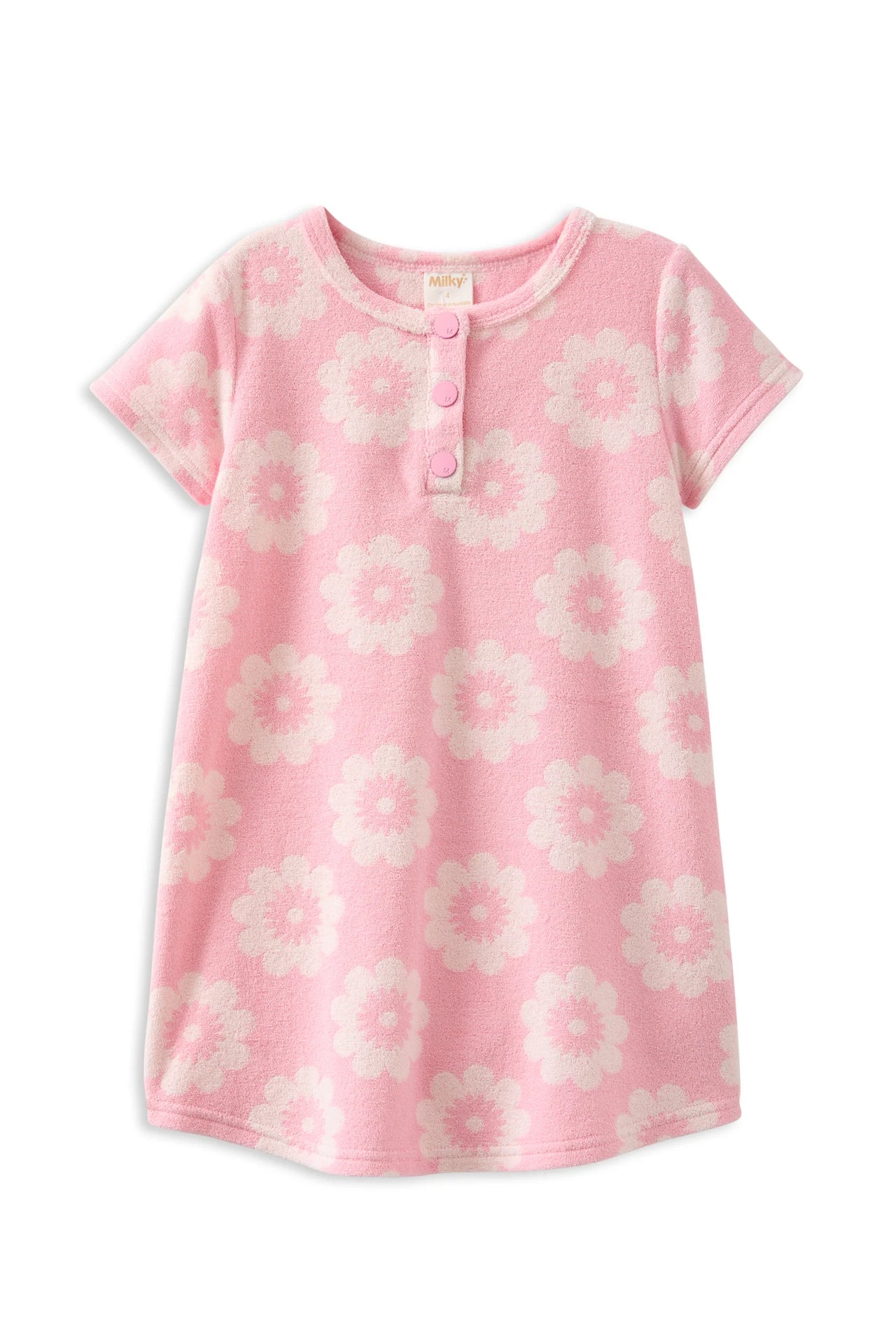 MILKY FLORAL TERRY TOWELLING DRESS