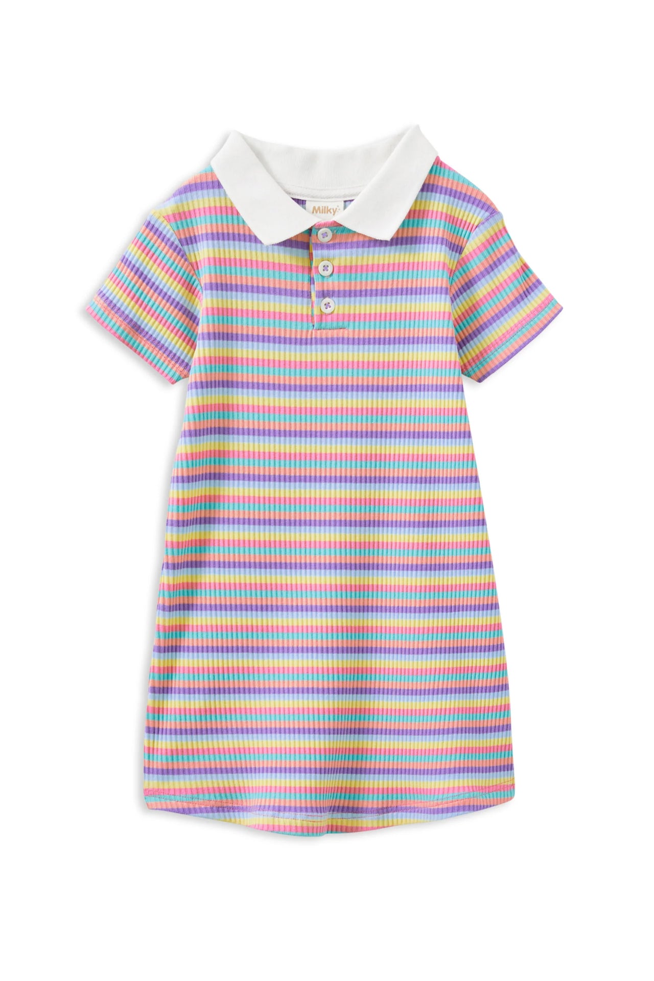 MILKY MULTI STRIPE RIB DRESS