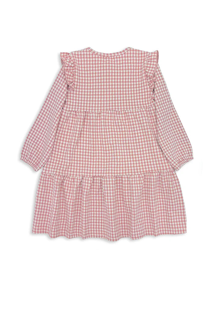 MILKY ROSE CHECK FRILL DRESS