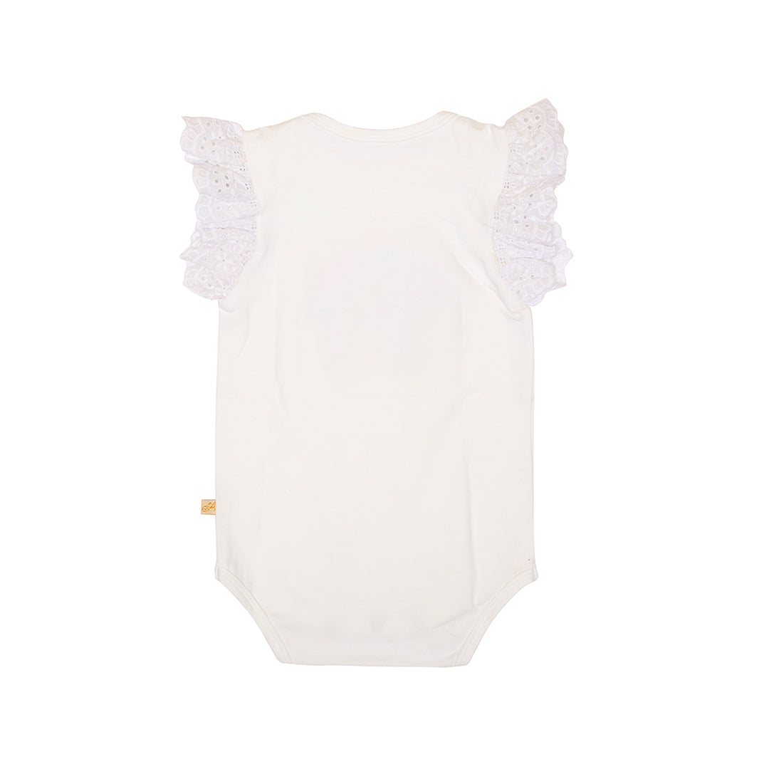 ALEX & ANT FLOWER APPLIQUE ONESIE WHITE