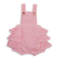 TINY TWIG FRILL OVERALL SET BERRY GINGHAM/WHITE