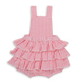 TINY TWIG FRILL OVERALL SET BERRY GINGHAM/WHITE