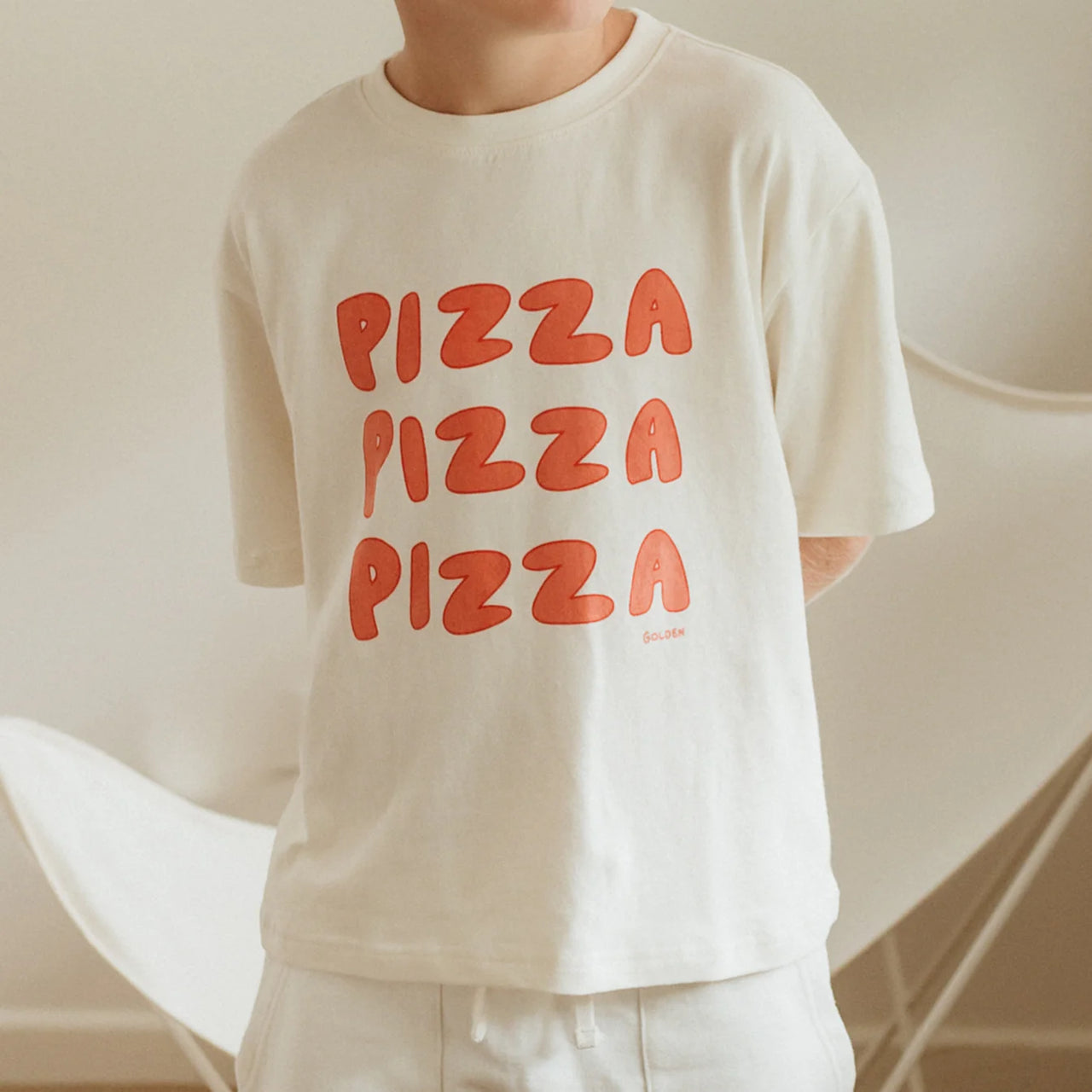 GOLDEN CHILDREN PIZZA MID SLEEVE TEE EGGNOG
