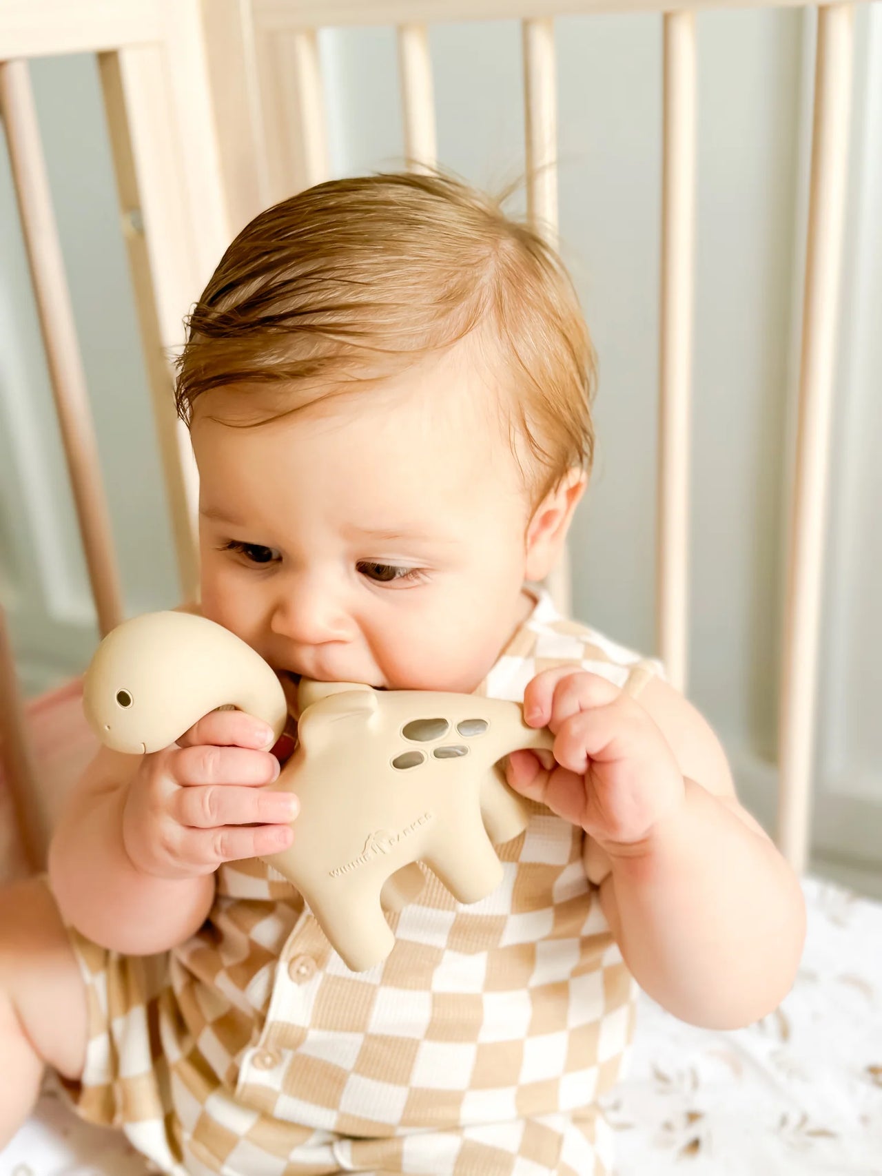 WINNIE PARKES DIPLO THE DINO-DRAGON NATURAL RUBBER TEETHER - BROWN