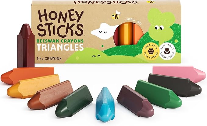 HONEY STICKS ORIGINAL BEESWAX CRAYONS TRIANGLES 10PK