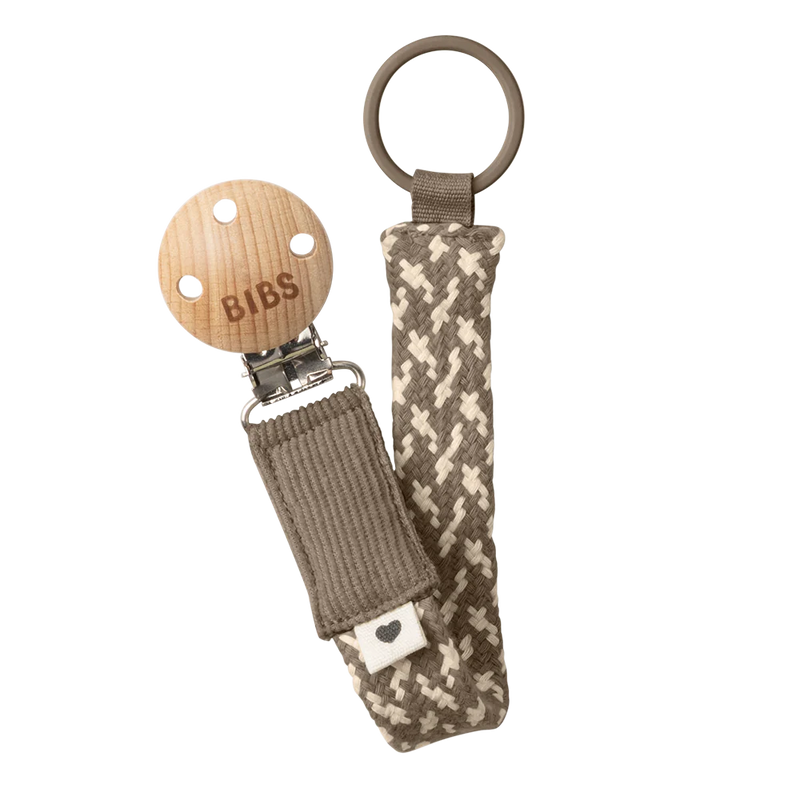 BIBS PACIFIER CLIP - DARK OAK/VANILLA