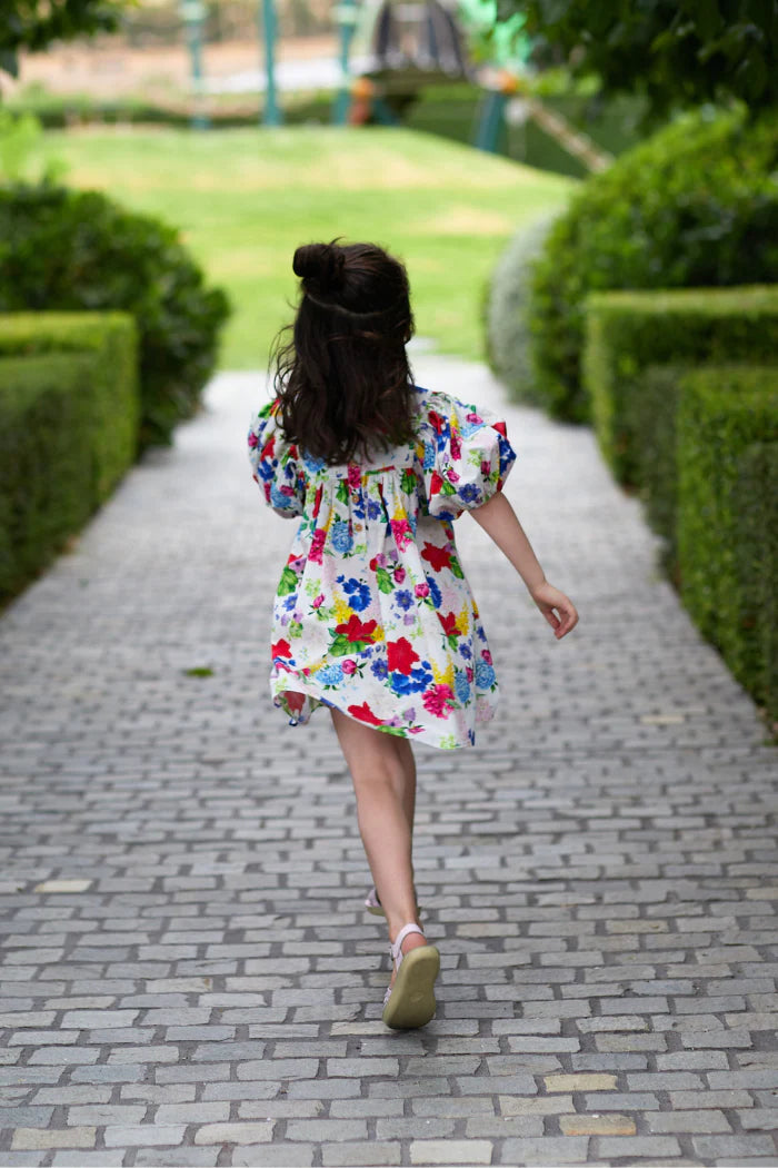MILKY HIBISCUS POPLIN DRESS