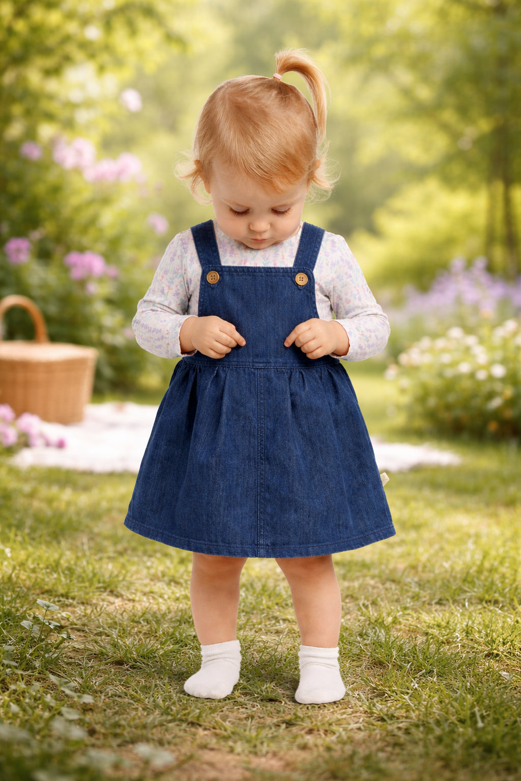 TINY TWIG DENIM PINAFORE