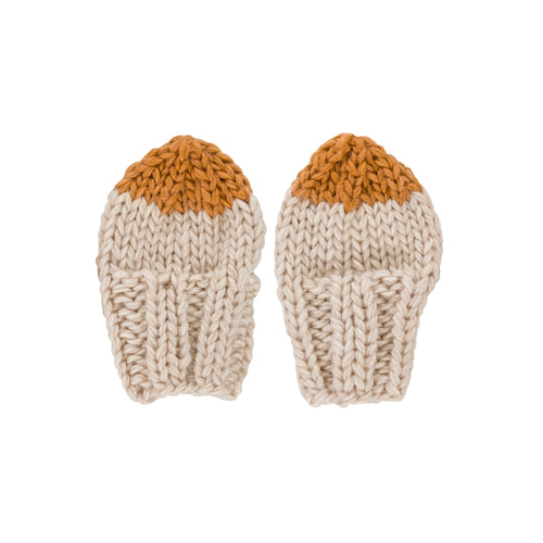 ACORN FLOPSY BABY MITTENS TAN AND CREAM