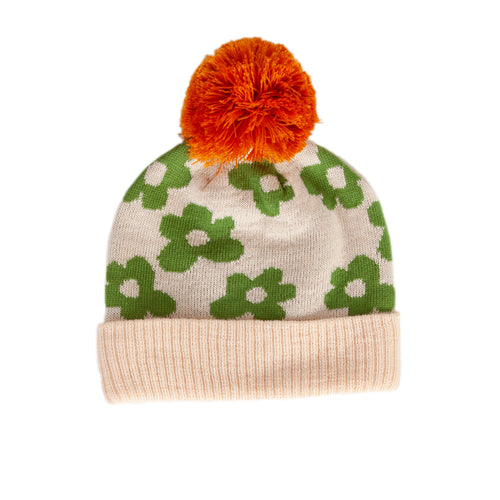 ACORN FLOWER POWER MERINO BEANIE GREEN