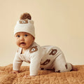 WILSON & FRENCHY ORGANIC KNIT JACQUARD BEARY CUTE ZIPSUIT