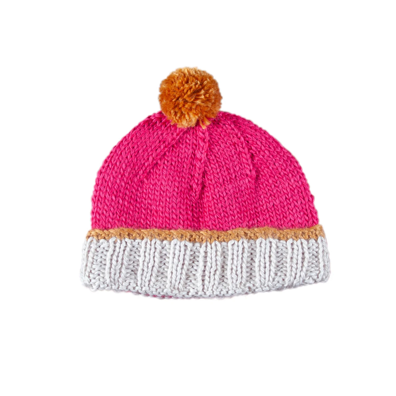 ACORN TEDDY BEANIE FUSCHIA & CARAMEL