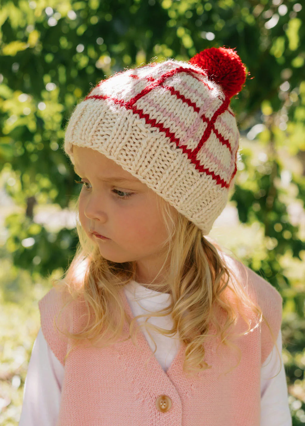 ACORN CROSSROADS BEANIE PINK & RED
