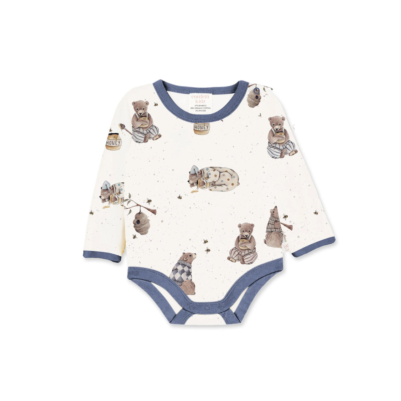 CONFETTI KIDZ LONG SLEEVE BODYSUIT HONEY BEARS