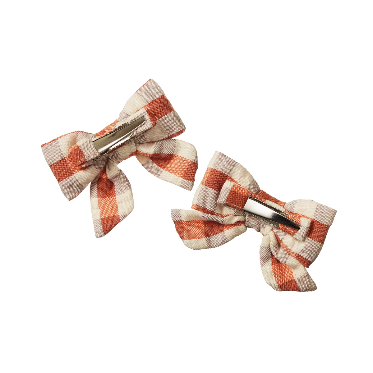 NATURE BABY BOW HAIR CLIPS 2 PACK DANDELION GINGHAM