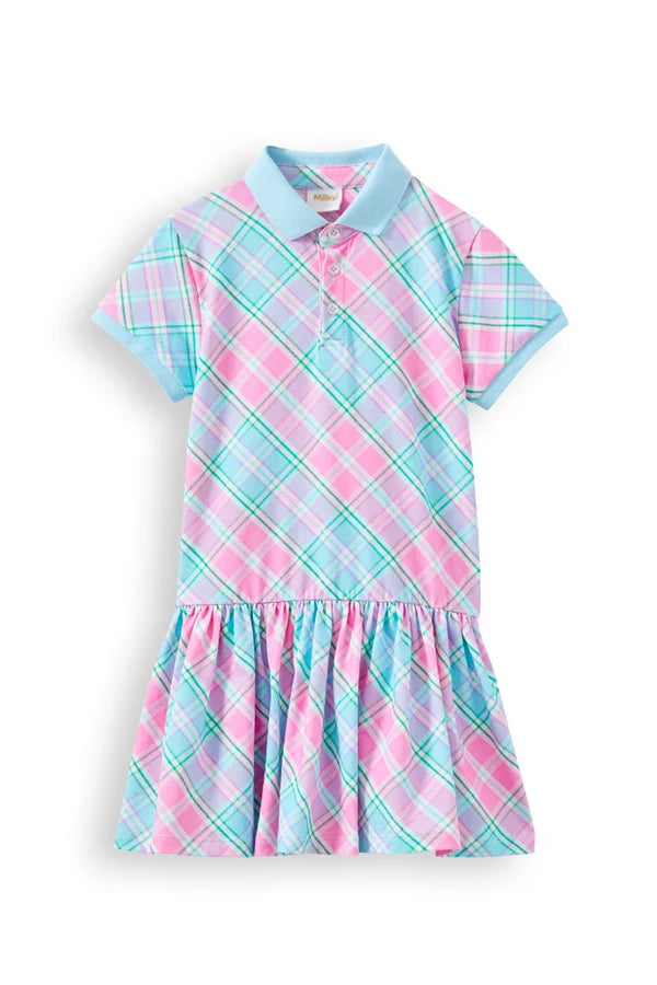 MILKY BRIGHTSIDE PLAID DRESS