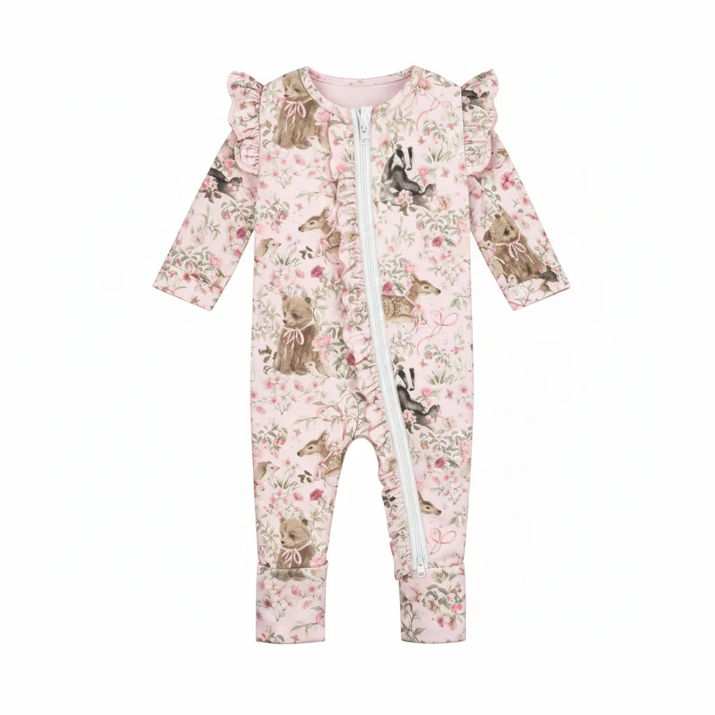 CONFETTI KIDZ BABY ANIMALS BAMBOO ZIPSUIT