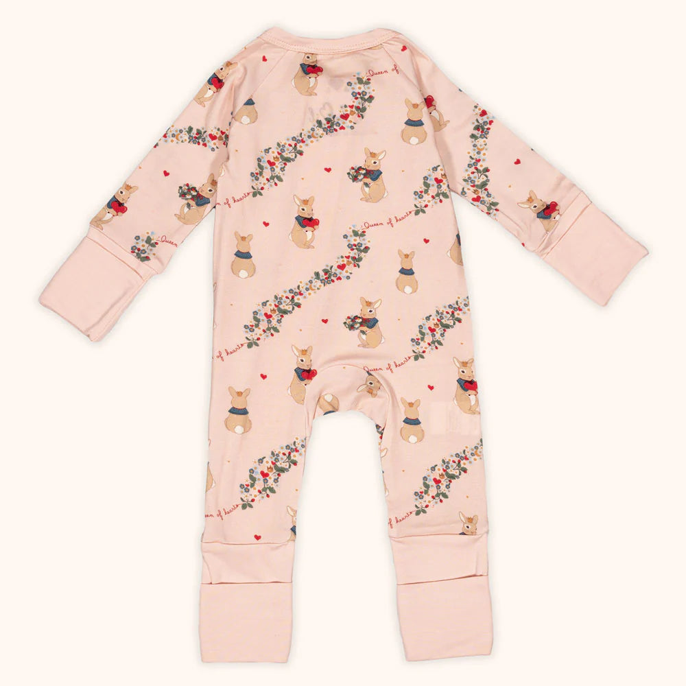 CHABIL ZIPPED BAMBOO ONESIE - QUEEN OF HEARTS