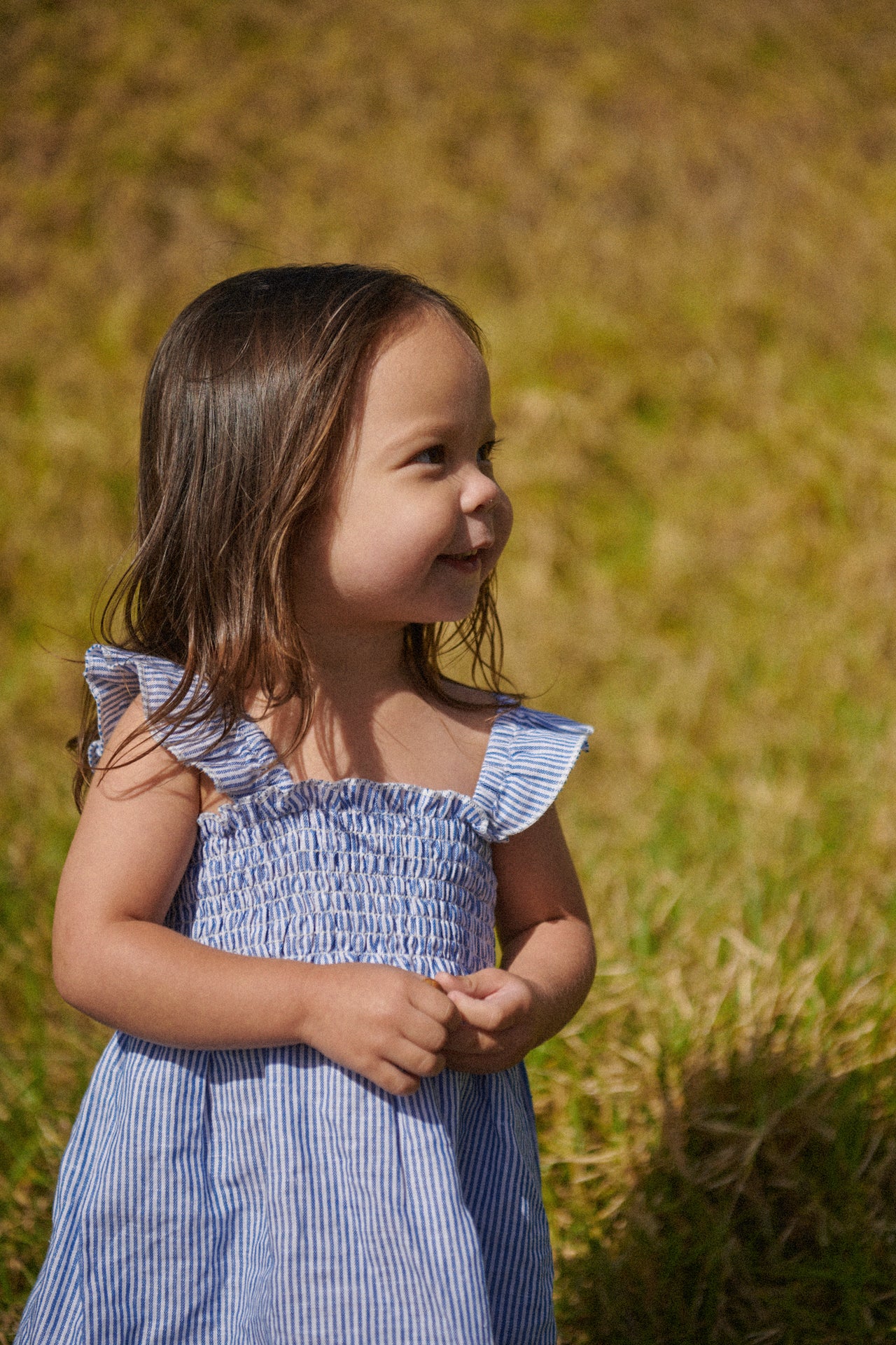 NATURE BABY GALA DRESS LINEN BLUE STRIPE