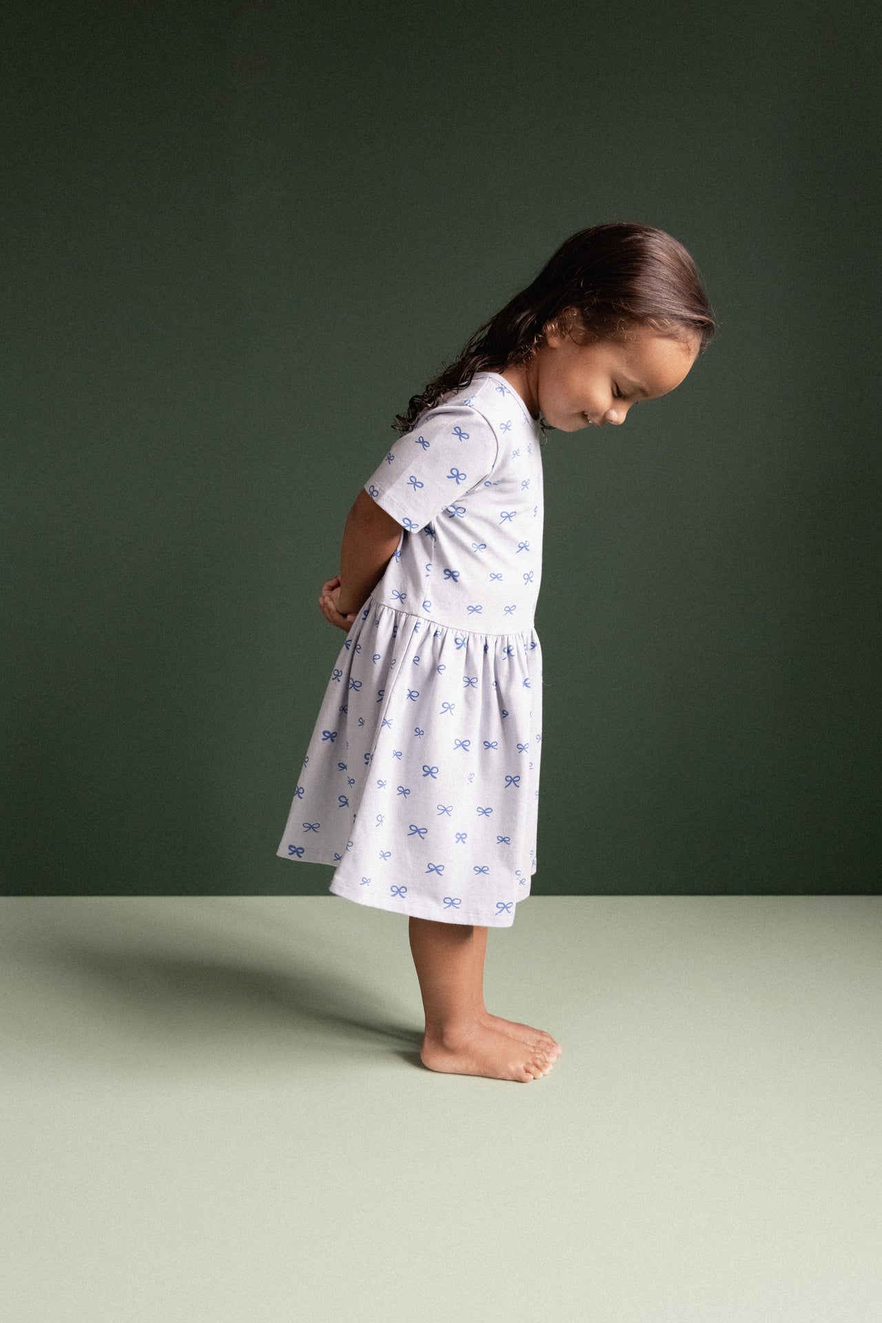 NATURE BABY SATURDAY DRESS RIBBONS ZEN BLUE PRINT