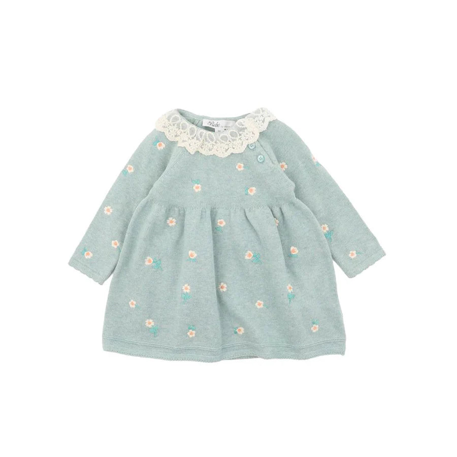 BEBE FERN EMBROIDERED KNIT DRESS