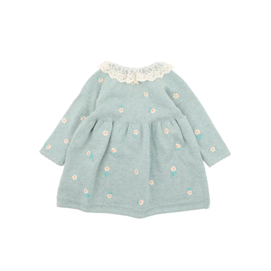 BEBE FERN EMBROIDERED KNIT DRESS
