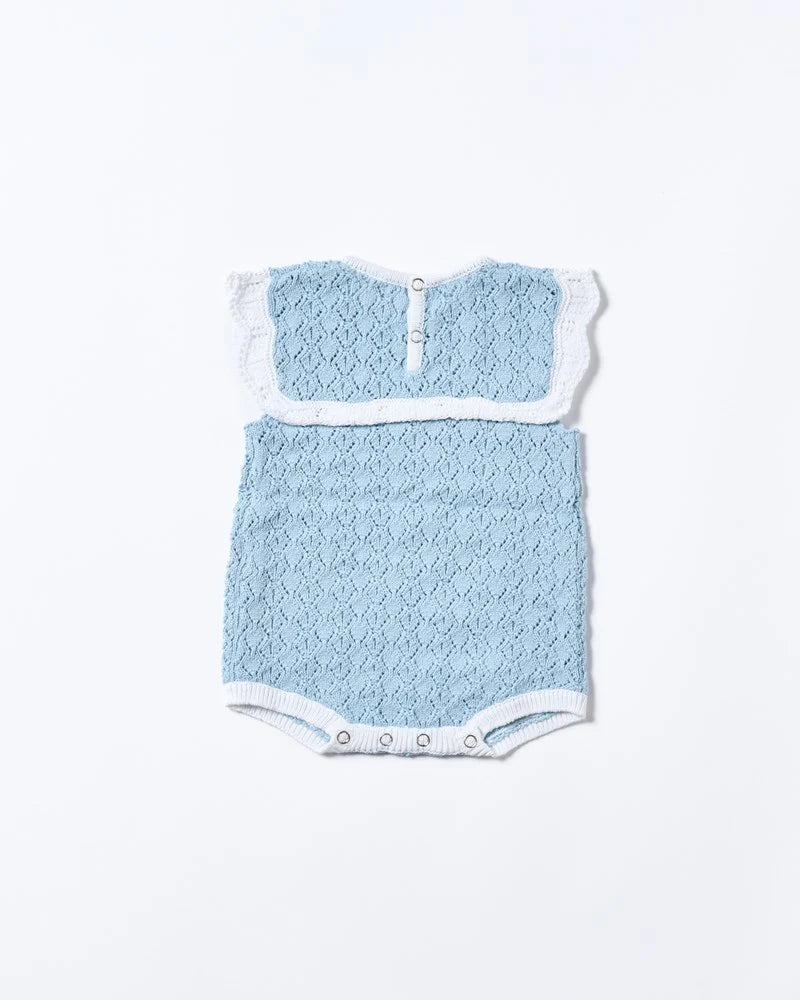 WALNUT BELLA KNIT ROMPER - BLUE/WHITE