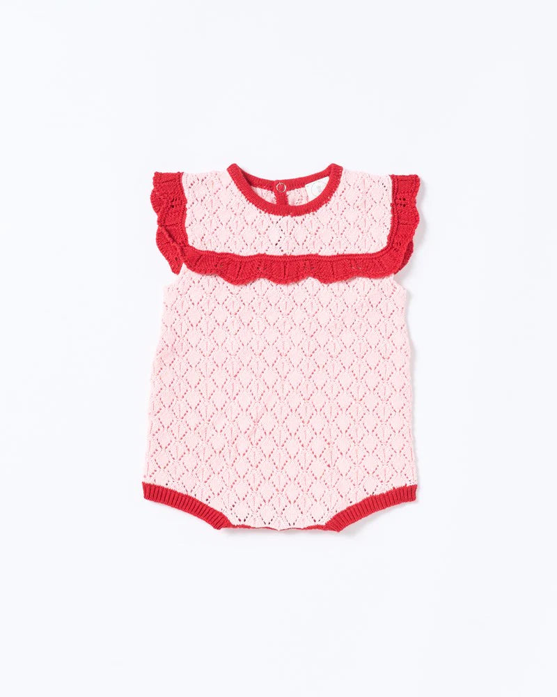 WALNUT BELLA KNIT ROMPER PINK/RED