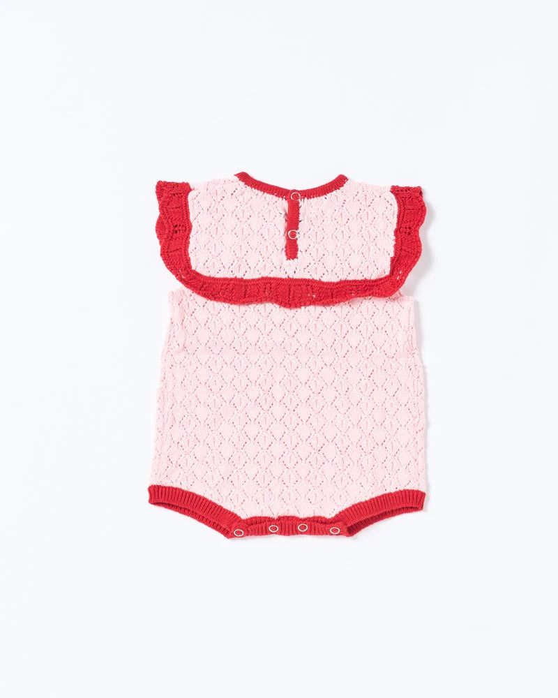 WALNUT BELLA KNIT ROMPER PINK/RED