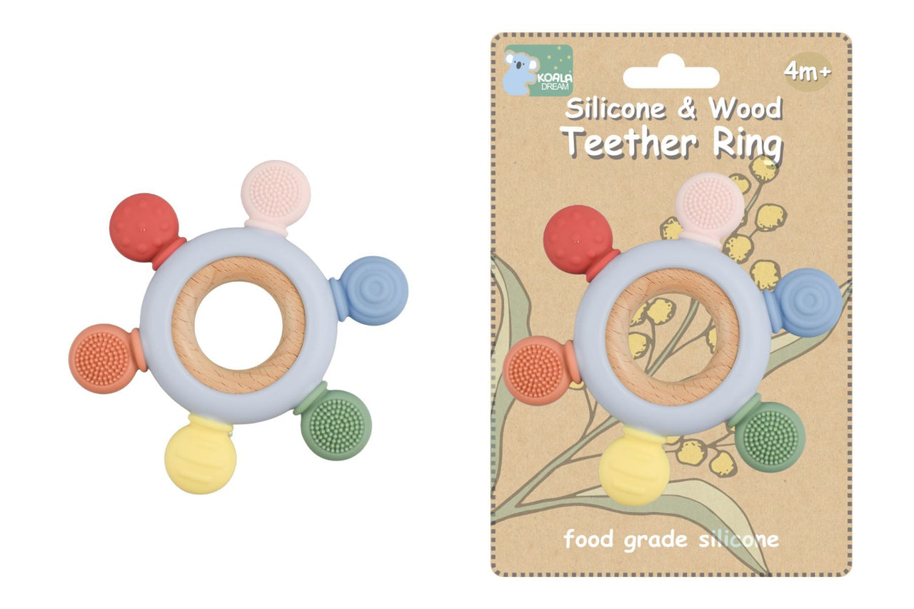 SILICONE & WOOD TEETHER RING