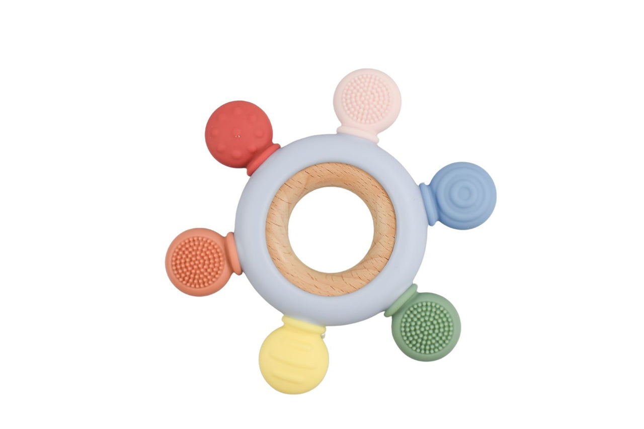 SILICONE & WOOD TEETHER RING