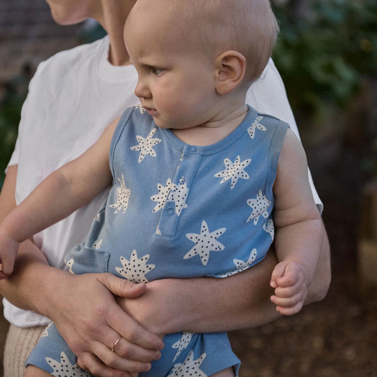 NATURE BABY CAMPER SUIT SEA STARS