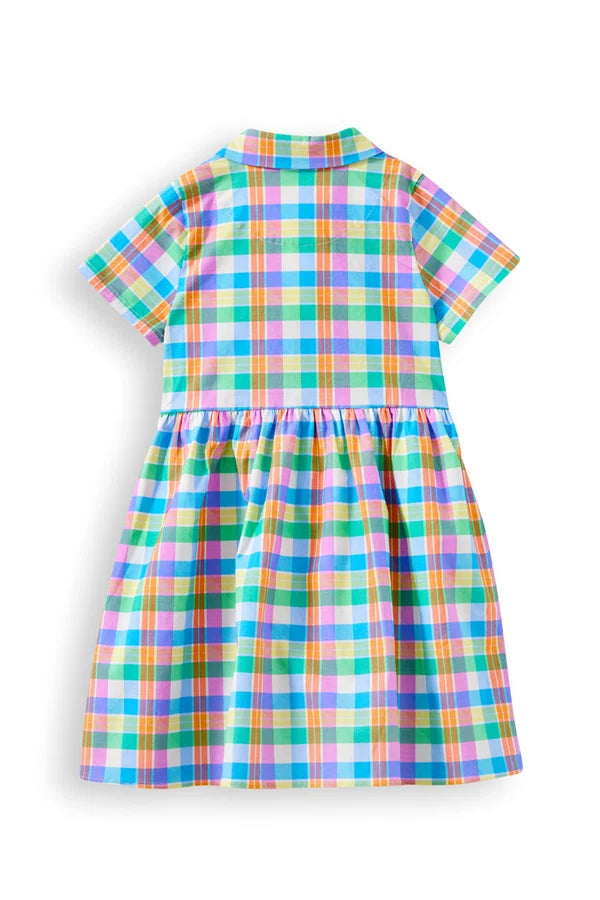 MILKY CARNIVAL CHECK DRESS